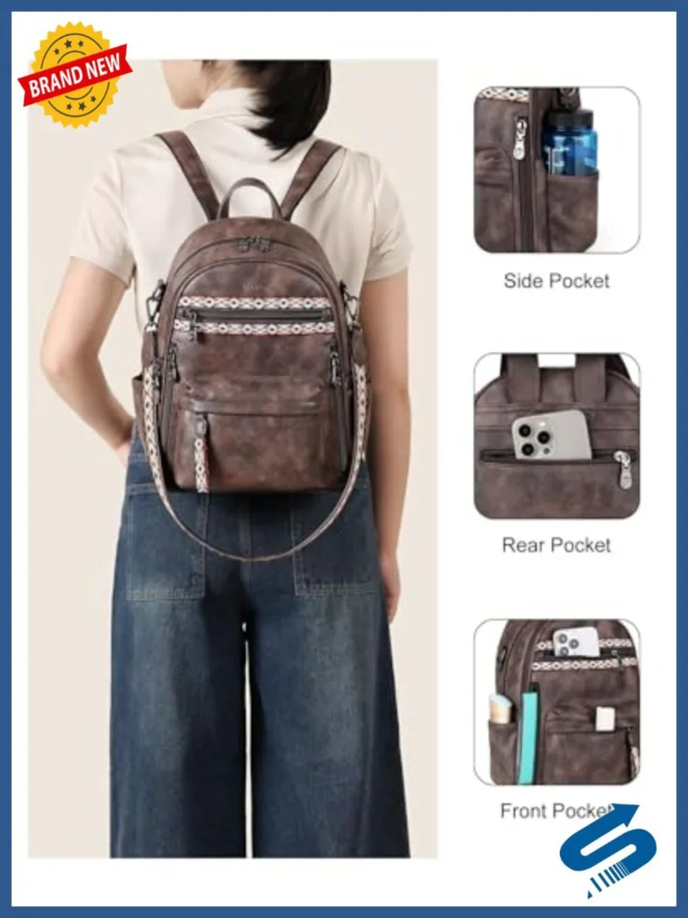 Small Backpack Purse for Women, Multi-Pocket with iPad Pocket, Waterproof Vegan